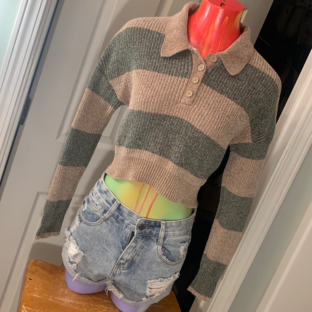 NIKKA K Freddy Tan and Green Crop Top
